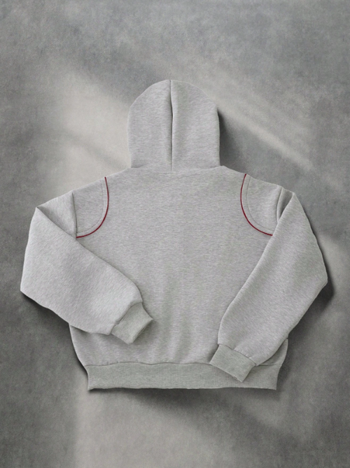 Luchao Zip-Hoodie Limited Edition Grau/Rot – Unisex Streetwear
