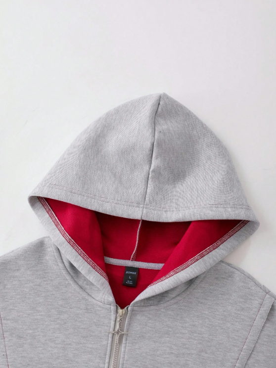 Luchao Zip-Hoodie Limited Edition Grau/Rot – Unisex Streetwear