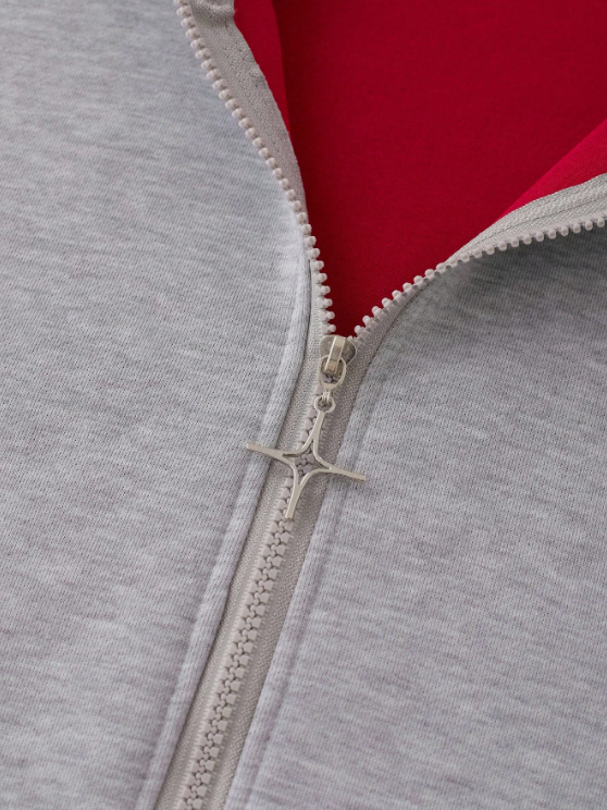 Luchao Zip-Hoodie Limited Edition Grau/Rot – Unisex Streetwear