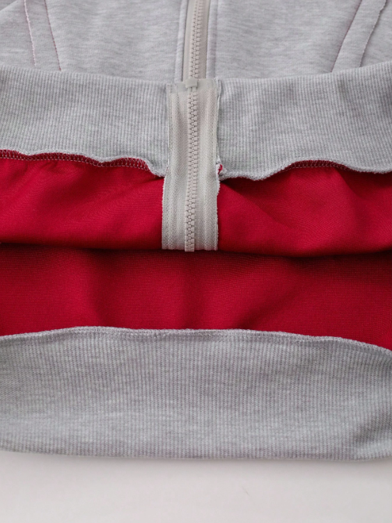 Luchao Zip-Hoodie Limited Edition Grau/Rot – Unisex Streetwear