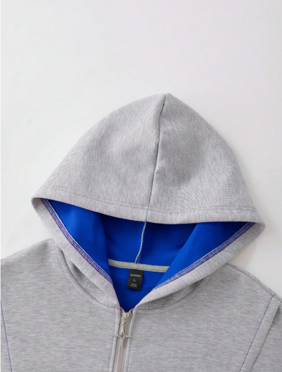 Luchao Zip-Hoodie Limited Edition Grau/Blau – Unisex Streetwear