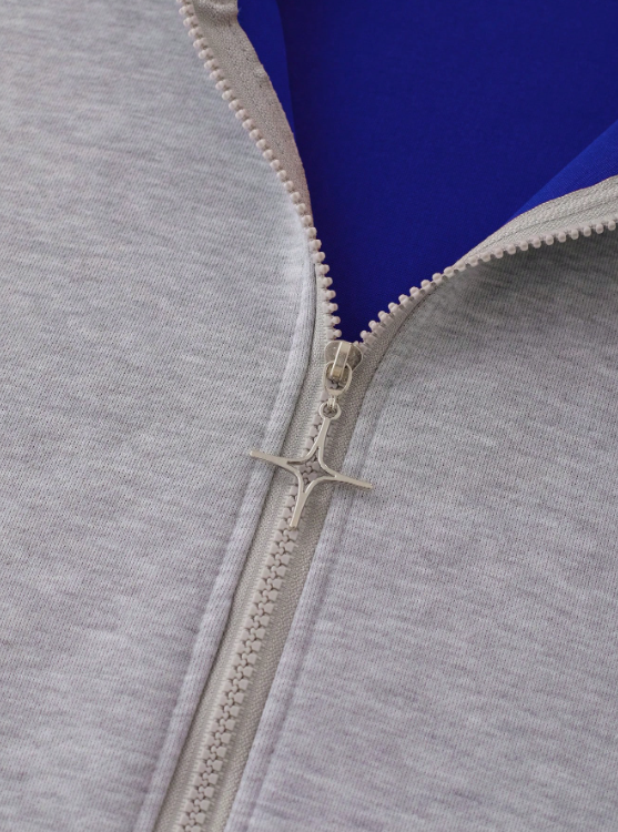 Luchao Zip-Hoodie Limited Edition Grau/Blau – Unisex Streetwear
