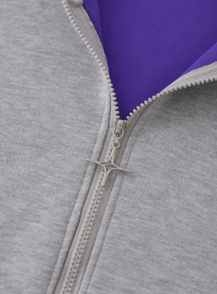 Luchao Zip-Hoodie Limited Edition Grau/Lila – Unisex Streetwear