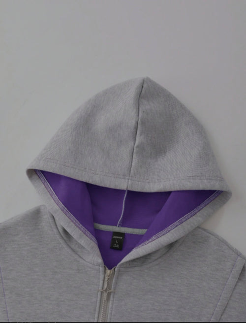Luchao Zip-Hoodie Limited Edition Grau/Lila – Unisex Streetwear
